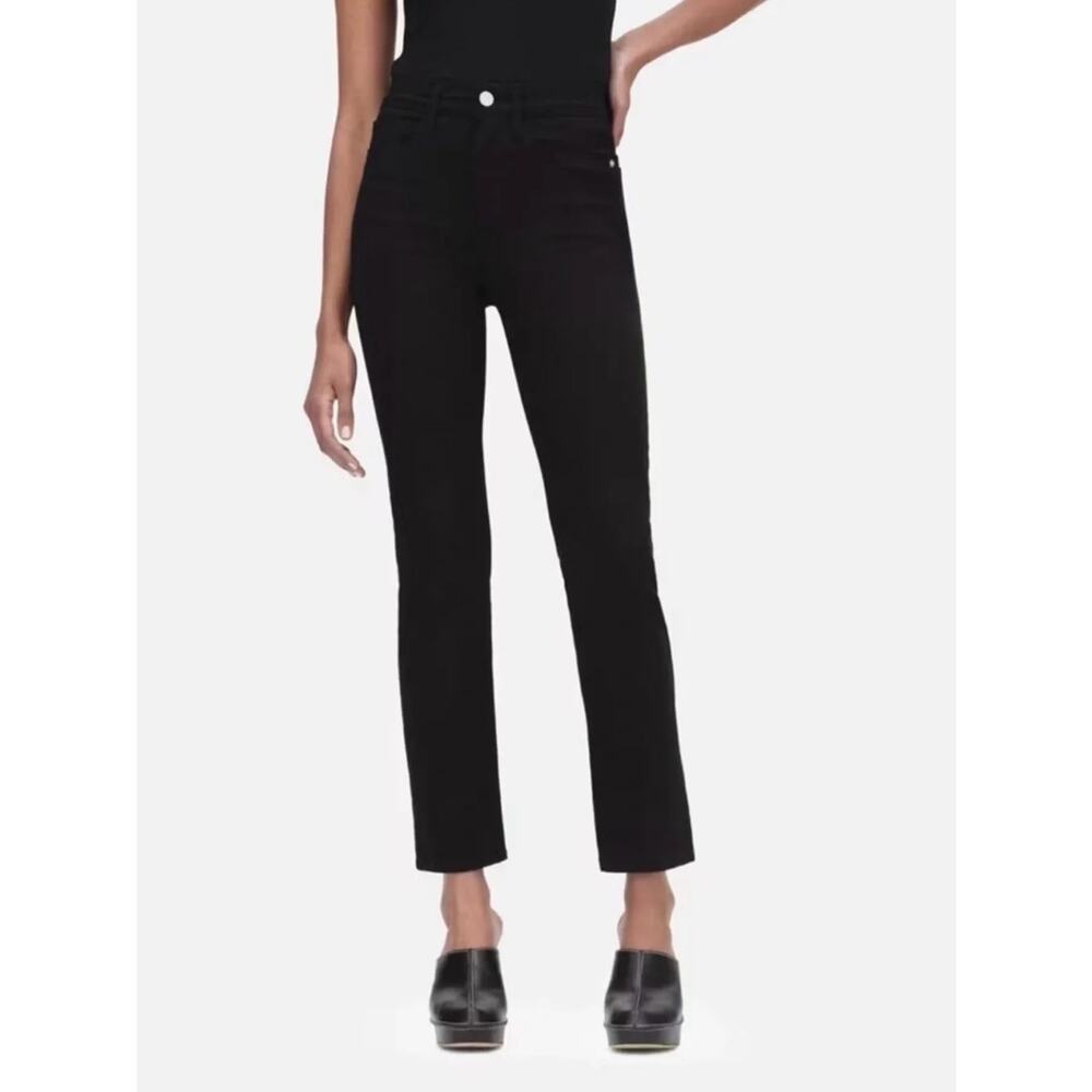 FRAME Le High Straight Jeans Black High Rise Straight Leg Denim Size 23